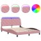 Cadru de pat cu LED fara saltea, roz, 140x190 cm, catifea