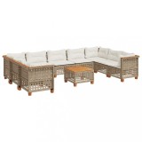 Cumpara ieftin Set canapele de gradina cu perne, 10 piese, bej, poliratan