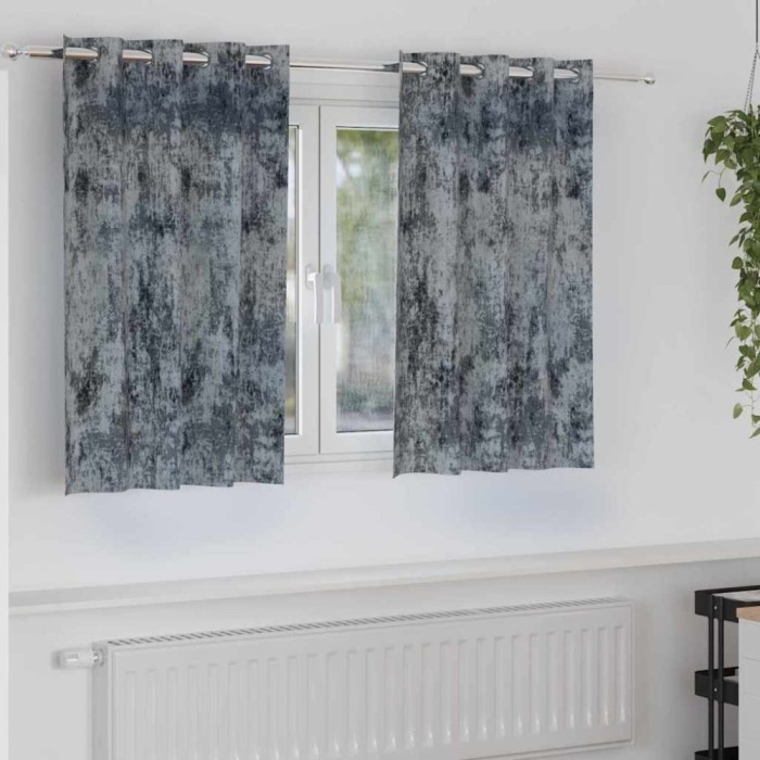 Cortine Catifea 2 buc cu Ochete Gri Argintii 140x140 cm