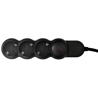 Prelungitor Hoff Line 3 prize, 3 m, 3500W, 3 x 1.5 mmp, intrerupator, negru foto