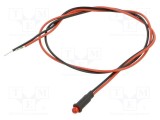 Lampă LED roşie BIVAR PM3 3mm 2,1V cu cabluri 300mm plastic