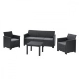 Cumpara ieftin Set de mobilier de grădină Emma din ratan cu canapea cu 3 locuri și masă Chicago &icirc;n culoarea grafit