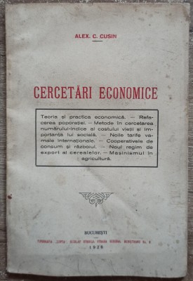 Cercetari economice - Alex. C. Cusin// 1926 foto