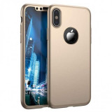 Husa Apple iPhone 5/5S/SE Full Cover 360 Auriu + Folie de protectie
