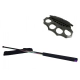 Cumpara ieftin Set Autoaparare: Baston Telescopic 66cm Otel + Box Metalic Ideallstore, Husa Curea, Multicolor