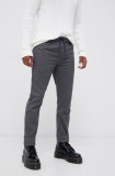 Tommy Jeans Pantaloni bărbați, culoarea gri, model drept