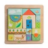 Puzzle educativ ilustratii din gradina, din lemn premium - Garden Patch Puzzle - 17 piese - Tender Leaf Toys