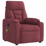 VidaXL Fotoliu de masaj rabatabil, roșu vin, material textil