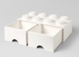 LEGO Cutii depozitare: Cutie depozitare LEGO 2x4 cu sertare, alb