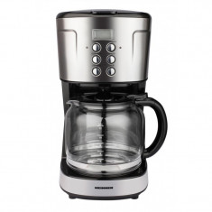 Cafetiera Souremme Heinner, 1.5 l, 900 W, control electronic, display LCD, oprire automata, Negru/Argintiu