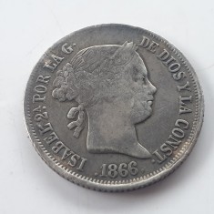 Spania 40 centimos 1866 argint Isabella ll