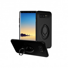 Husa cu stand metalic si inel pentru suport magnetic Samsung Galaxy Note 8, negru foto