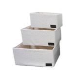 Cumpara ieftin Set 3 cosuri depozitare textil alb 30 x 20 x 15 cm, 35 x 25 x 17 cm, 40 x 30 x 20 cm