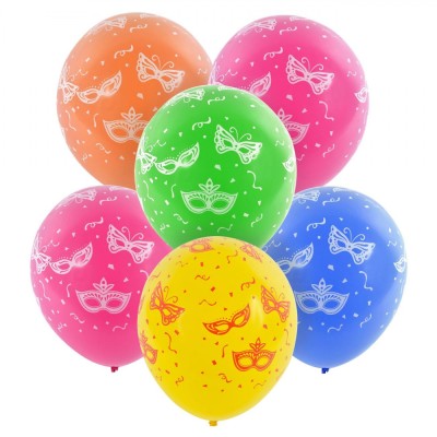 Set Baloane de Petrecere, Multicolor, 30cm, 10 Buc, Model Măști de Carnaval foto