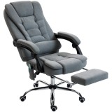 Vinsetto Scaun de birou cu masaj și &icirc;ncălzire, scaun de birou, &icirc;nălțime reglabilă, spătar &icirc;nclinat, 65x70x111-119 cm, gri | Aosom Romania