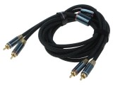 Cablu RCA mufă x2, 1m, Placare aurit negru