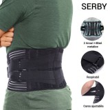 Brau lombar SERBY , centura sustinere pentru sala, material respirabil, neagra