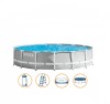 Piscina Intex Cadru Metalic 457x107cm, Familie, Pachet Complet: Scara, Prelata, Pompa Filtrare + Livrare Gratuita