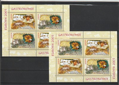 ROMANIA 2005 LP 1683 c EUROPA 2005 GASTRONOMIE PERECHE BLOCURI DE 4 TIMBRE MNH foto