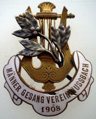 I.283 INSIGNA COR MUZICA LIRA M&amp;Auml;NNER GESANG VEREIN NUSSBACH 1908 email BELADA foto