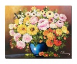 Cumpara ieftin Tablou pictat manual, Vaza cu crizanteme, 50x40cm ulei pe panza, Constantin Feraru