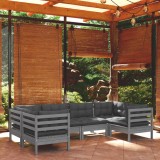 VidaXL Set mobilier grădină cu perne gri, 6 piese, lemn de pin 3097297