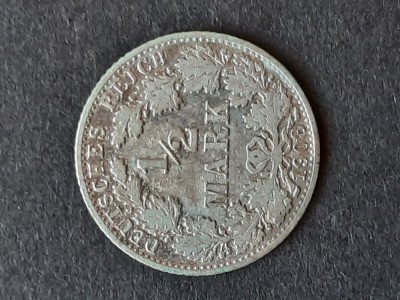 1/2 Mark 1908, litera A, Germania - B 5885 foto