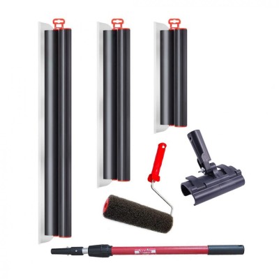 Set 3 gletiere profesionale, inox, 40, 60, 80 cm, adaptor, maner prelungitor 0.73-1.2 m, rola gletuit, Lanoliv foto