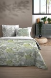 Lenjerie Merlin Pat Dublu, 3 Piese, Cearsaf Pilota 240x220cm, 2 Fete De Perna 63&times;63cm, Culoare Verde, 100% Bumbac Oeko Tex