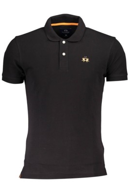 La Martina Tricou polo barbati, cu mini logo brodat, Slim Fit, Negru, S foto