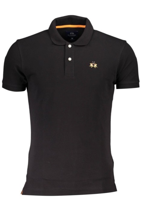 La Martina Tricou polo barbati, cu mini logo brodat, Slim Fit, Negru, S