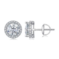 Cercei din argint, cu diamante moissanite de 1CT, Delicate Glow foto