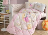 Cumpara ieftin Set Complet Lenjerie Patut Bebe Moon Roz (Bumbac 100%)