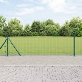 VidaXL Gard din s&acirc;rma sudată cu 7 st&acirc;lpi cu flanșă Verde 0.4x10 m Oțel