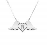 Wings - Colier personalizat cu aripi si inimioara din argint 925, Bijubox