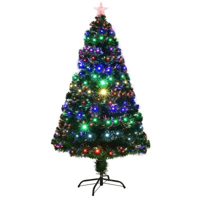 Brad de Craciun artificial iluminat cu fibra optica si led-uri 180 cm Suport metalic inclus foto