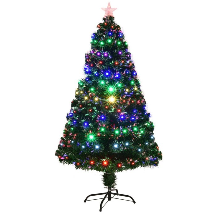 Brad de Craciun artificial iluminat cu fibra optica si led-uri 180 cm Suport metalic inclus