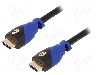 Cablu HDMI - HDMI, din ambele par&amp;#355;i, HDMI mufa, 2m, negru-albastru, Goobay - 72318