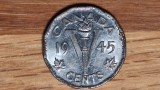 Canada - moneda aniversara de colectie WW II - 5 cents 1945 George VI- Victorie!, America de Nord