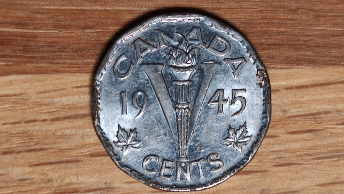 Canada - moneda comemorativa de colectie WW II - 5 cents 1945 George - Victorie!