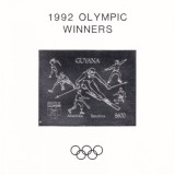 FILATELIE TEMATICA - COLITA BLOC FOLIE ARGINT GUYANA TEMATICA JOCURILE OLIMPICE 1992
