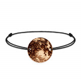 Full Moon - Bratara personalizata snur cu banut din argint 925 placat cu aur roz Luna plina