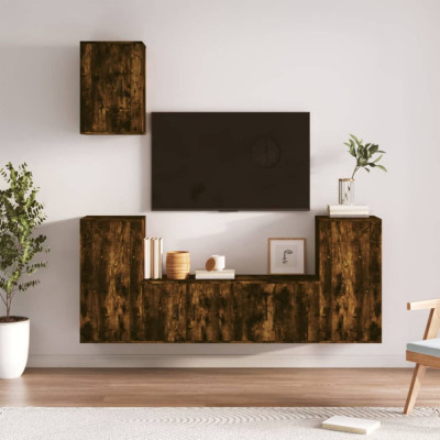 Set dulapuri TV, 5 piese, stejar fumuriu, lemn prelucrat GartenMobel Dekor foto