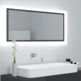 VidaXL Oglindă de baie cu LED, gri extralucios, 100x8,5x37 cm, PAL