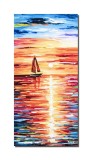 Cumpara ieftin Tablou peisaj marin pictat manual, Velier la asfintit, 80x40cm ulei pe panza in cutit efect 3D, Fabulos