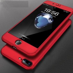 Husa Apple iPhone 8 Plus, FullBody Elegance Luxury Rosu, acoperire completa 360 grade cu folie de sticla