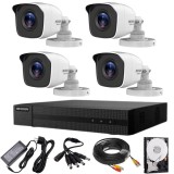 Sistem supraveghere Hikvision seria HiWatch 4 camere 5MP IR 20m DVR 4 canale cu accesorii si HDD 500GB inclus SafetyGuard Surveillance, Rovision