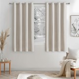 Cumpara ieftin Draperie Blackout, 132 x 160 cm , Set 2 Bucati, Prindere cu Inele, Bej - CN