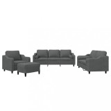 Set de canapele cu perne, 4 piese, gri inchis, material textil