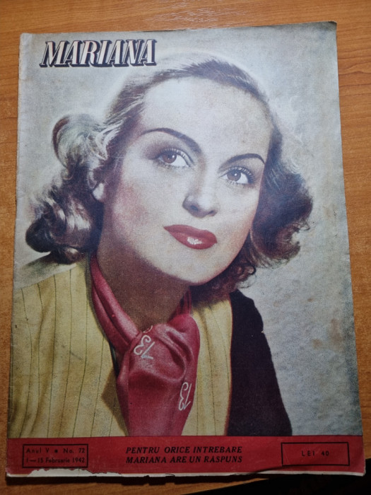 revista pt femei - mariana - 1-15 februarie 1942 - coafuri,moda,sfaturi,retete